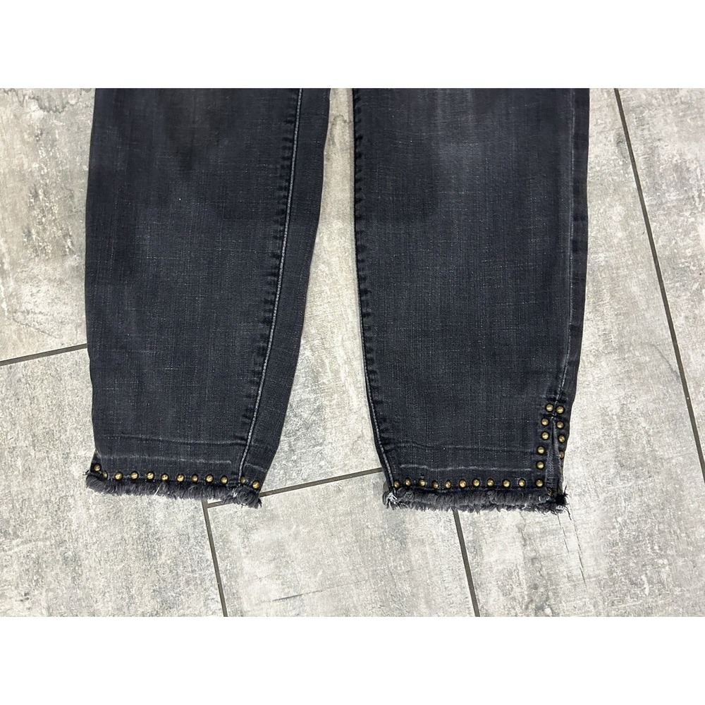 Style&Co Distressed Black Skinny Jeans Frayed Hem Gold Studded Stretch Womens 10 - Picture 3 of 6